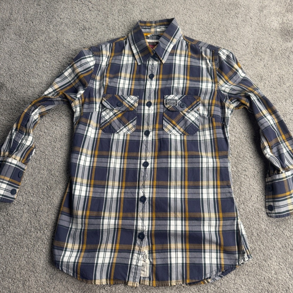 Superdry Denim Goods Women's Large Long Sleeve Button Up Plaid
